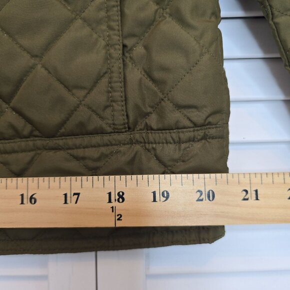 J.CREW Quilted Green Barn Jacket Corduroy Collar Gold Button Down Fill Women Med - Picture 12 of 15